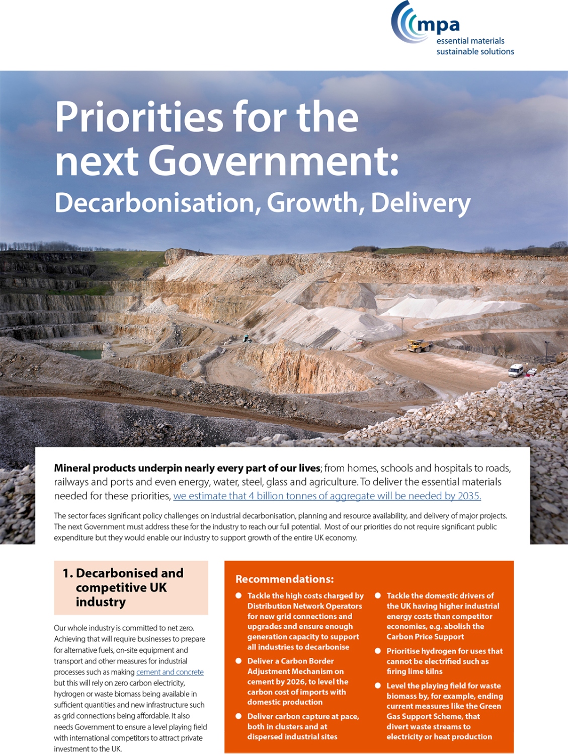 Image of the cover of the 'Priorities for the next government' document